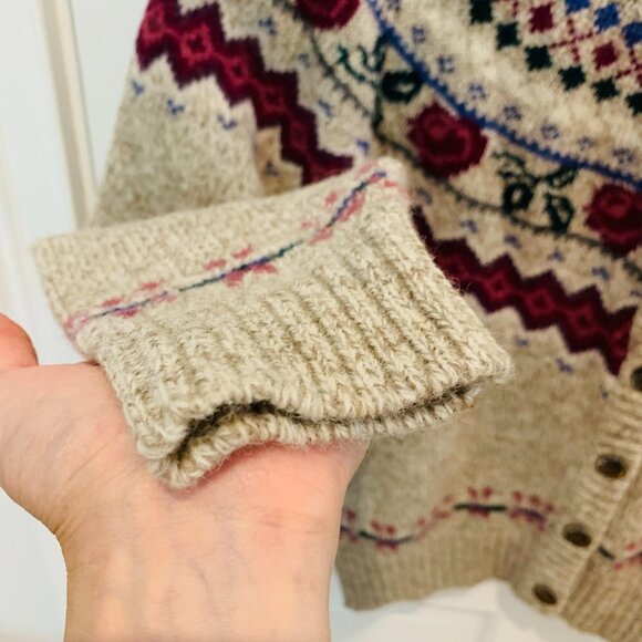 Vintage Eddie Bauer Norwegian Cardigan Sweater Norway Size Medium - Picture 5 of 10